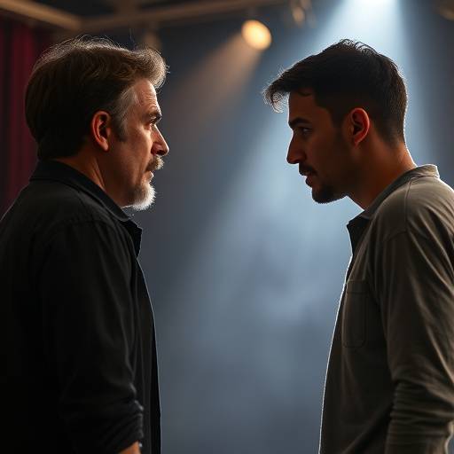 Two actors performing a dramatic scene during an audition